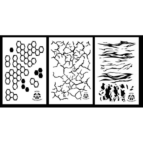 3Pack! Spray Paint Camouflage Camo Stencils Jon Boat CrackedHexacam Tiger Stripe