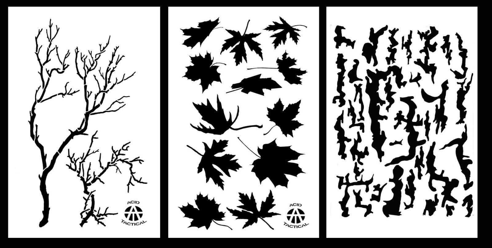 3Pack! Spray Paint Camouflage Stencils 14 3pack-spray-paint-camouflage-stencils-14-treebark-leaf-maple-gnarly-branch-walmart-com