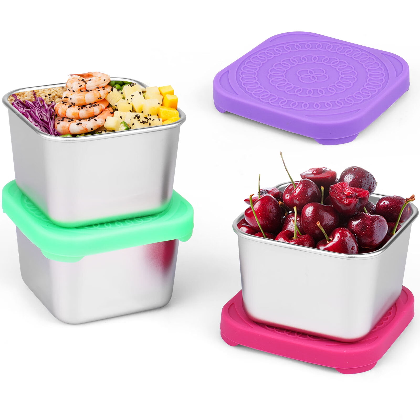 2-Pack Stainless Steel Snack Containers - Double Compartment Reusable Food Containers With Lids