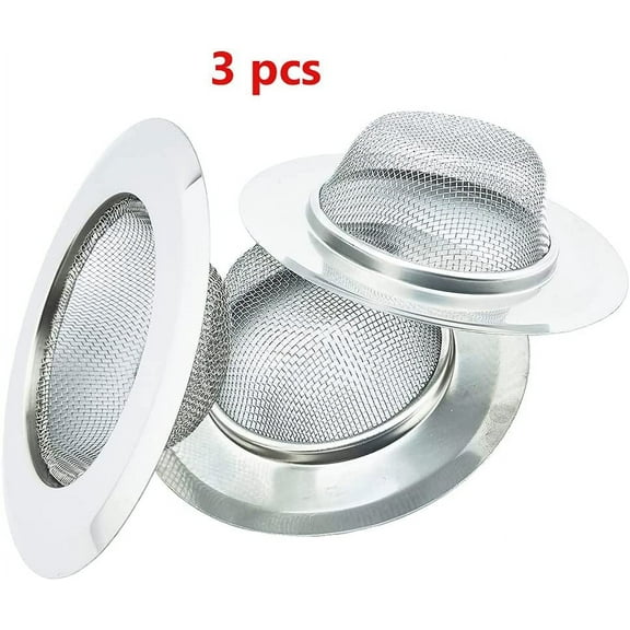 3Pack Stainless Stell Mesh Strainer,Sink Strainer Stainless Steel Sink Strainer for Kitchen Sinks,Drain Protectors,11.2cm Outer Diameter