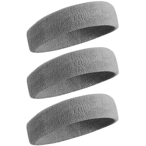 3Pack Sweatbands Sports Headband for Men & Women - Moisture Wicking Athletic Cotton Terry Cloth Sweatband for Tennis, Basketball, Running, Gym, Working Out