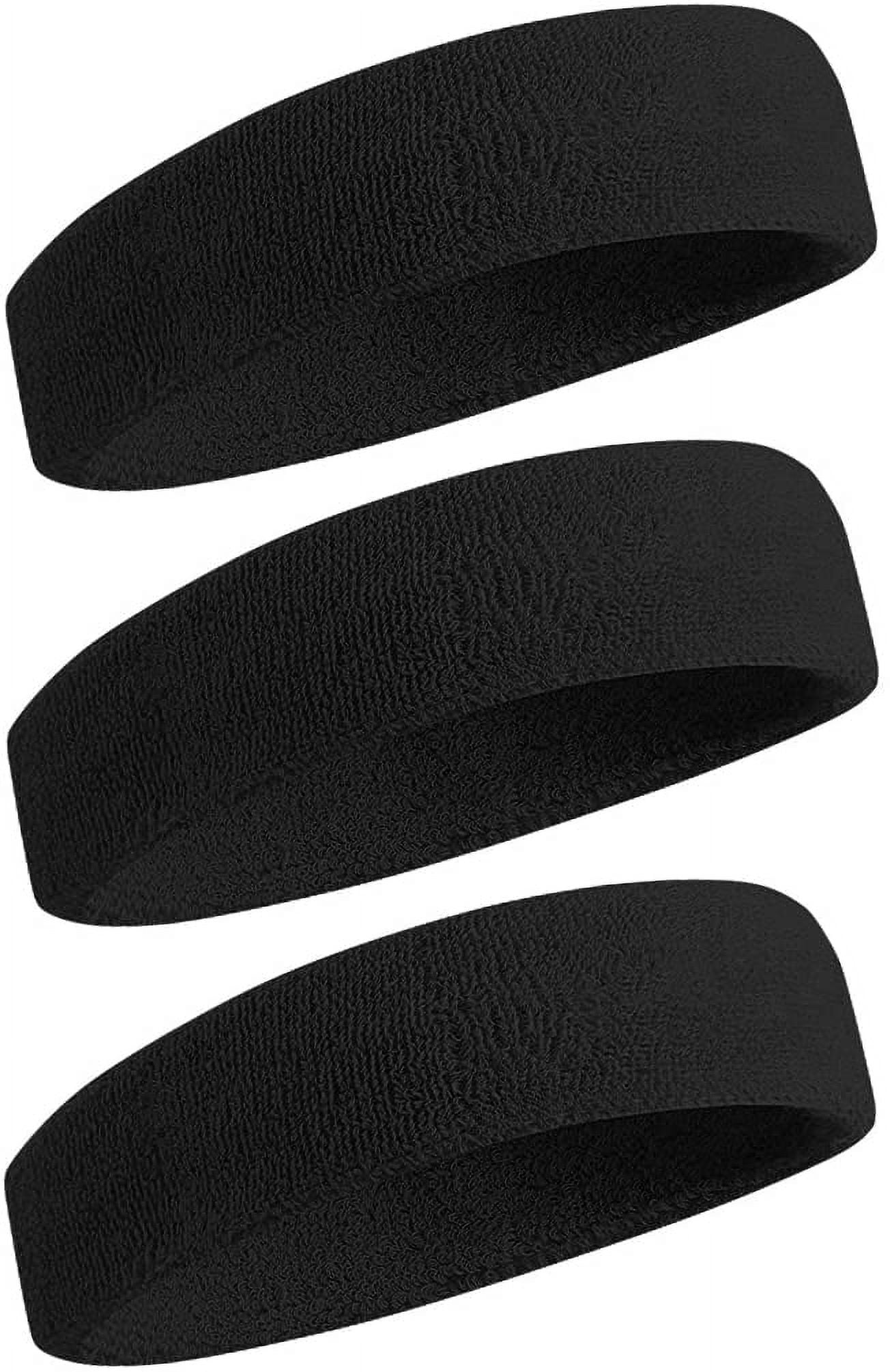 3Pack Sweatbands Sports Headband for Men & Women Wicking Athletic Cotton Cloth Sweatband for