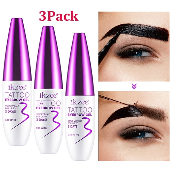 3Pack Tattoo Eyebrow Gel Long Lasting Up to 3 Days - Waterproof, Smudge-Proof & Easy Peel-Off, Semi-Permanent Brow Dye Gel, Beige
