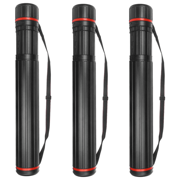 3Pack Telescoping Poster Tube Extendable from 30” to 53” for Carry Documents, Blueprints, Drawings and Art | Black Portable Durable Round Storage Cases