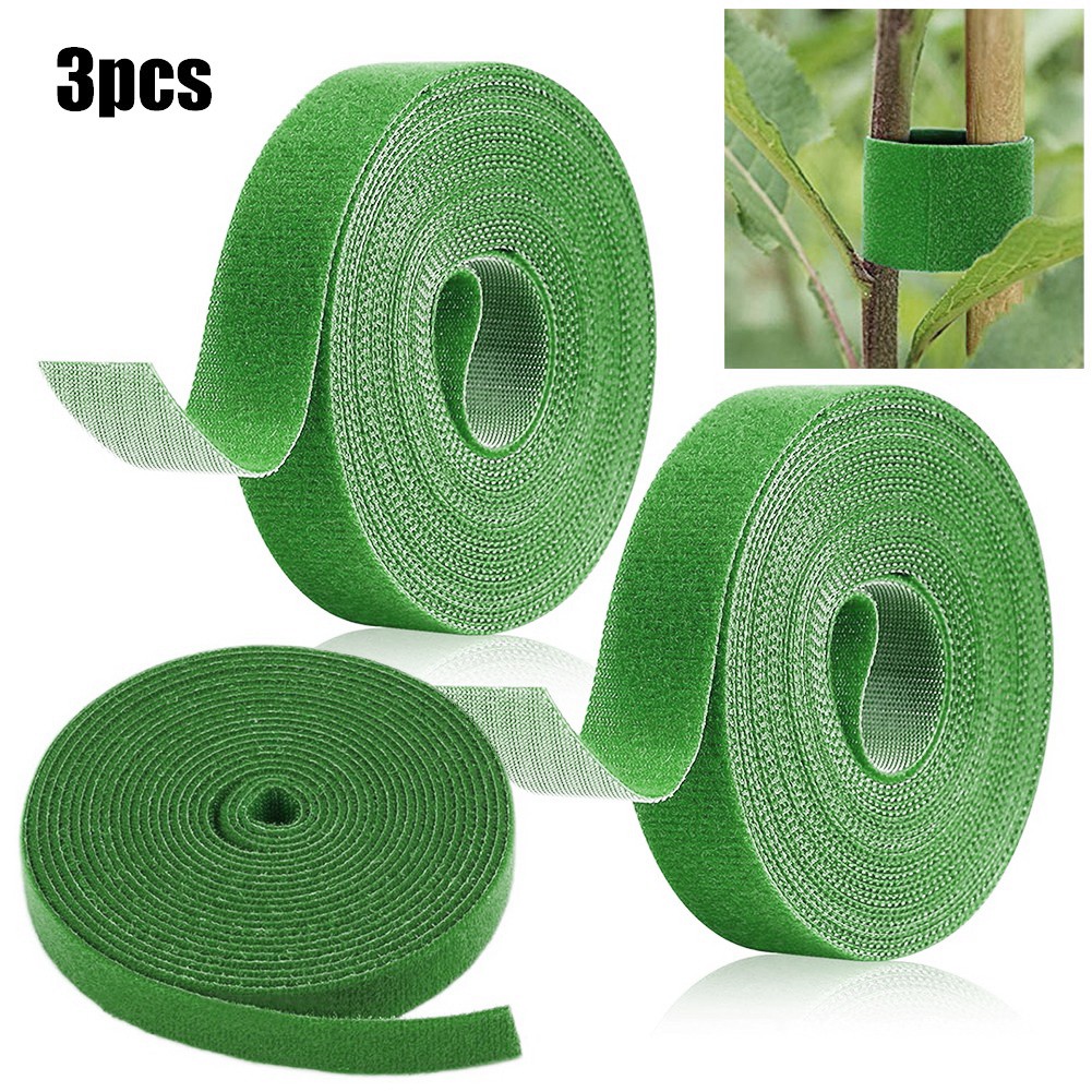 3Pack Tie Tape Plant Ties Hook & Loop Garden Supports Bamboo Cane Wrap