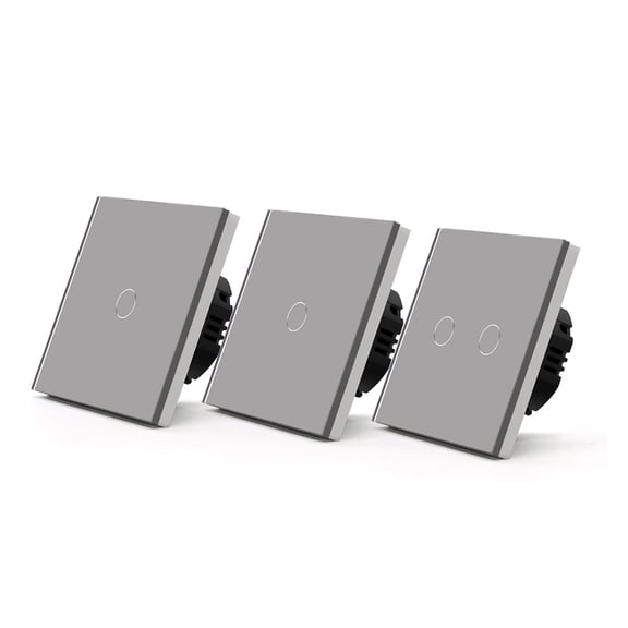 3Pack Touch Switch 1Gang 2Gang 1/2/3 Way LED Light Switch Home Wall Switches Sensor Screen Switch 3 Positions Glass Panel ,Easy to Installation