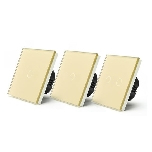 3Pack Touch Switch 1Gang 2Gang 1/2/3 Way LED Light Switch Home Wall Switches Sensor Screen Switch 3 Positions Glass Panel ,Easy to Installation