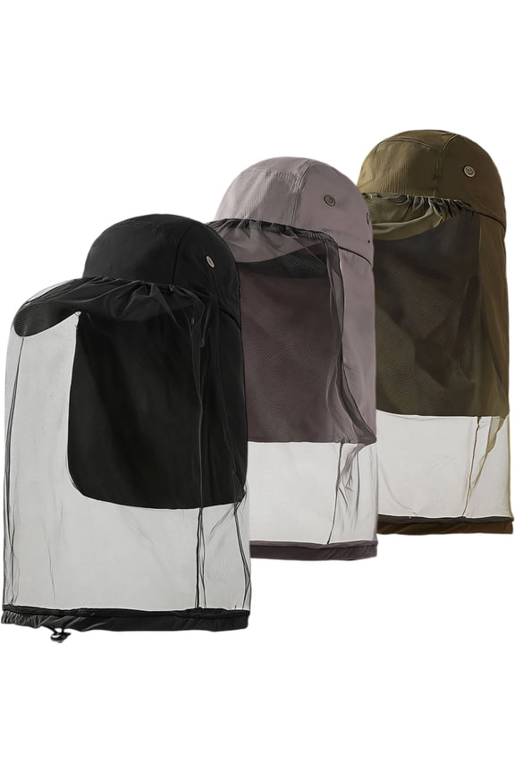 3Pack UPF 50+ Sun Hat with Face & Neck Flap, Wide Brim UV Protection Fishing Hat, Breathable Quick Dry Outdoor Hat for Hiking Camping Gardening