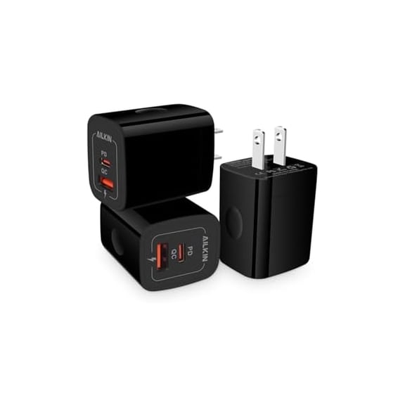 3Pack USB C Charger, Dual Port USB-C Wall Plug-in 20W PD & QC3.0 USB A Fast Charging Block for Samsung Galaxy S22/S21 Ultra/S20+/Note 20 Ultra/10/10+ iPhone 14 13 Pro Max USBC Cube Brick