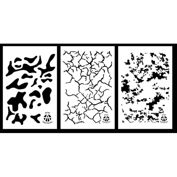 3Pack! Vinyl Airbrush Camo Stencils 10 Mil 14x9" Cracked Earth Multicam Digital