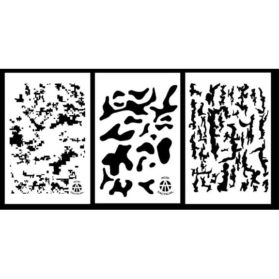 3Pack! Vinyl Airbrush Painting Camo Stencils 14" -  Digital Tree Bark multicam