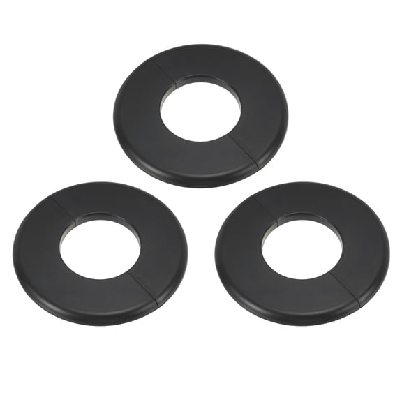 3Pack Wall Split Flange, ABS Self-Adhesive Escutcheon Plate for 51mm/2" Diameter, Water Pipe Cover for Kitchen Toilet Faucet Decoration, Black