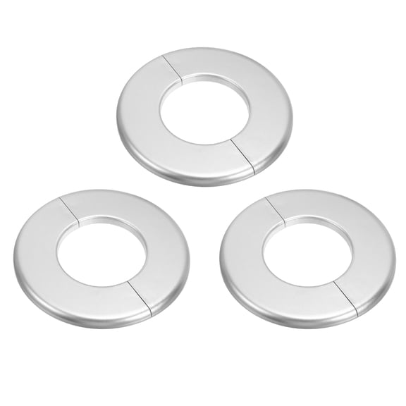 3Pack Wall Split Flange, ABS Self-Adhesive Escutcheon Plate for 64mm/2.5" Diameter, Water Pipe Cover for Kitchen Toilet Faucet Decoration, Silver