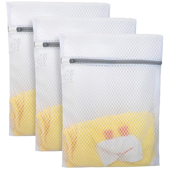 3Pack White Machine Wash Bags,Thickened Drawstring Laundry Bag,Honeycomb Mesh Laundry Bag,Durable Mesh Structure with Strong Zipper,for Home Travel School Dorm
