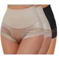 thumbnail image 1 of Women's High-Waisted Tummy Control Underwear 3-Pack - Plus Size Cotton Panties With Butt Lift & Slimming, 1 Black + 2 Skin, M, 1 of 8