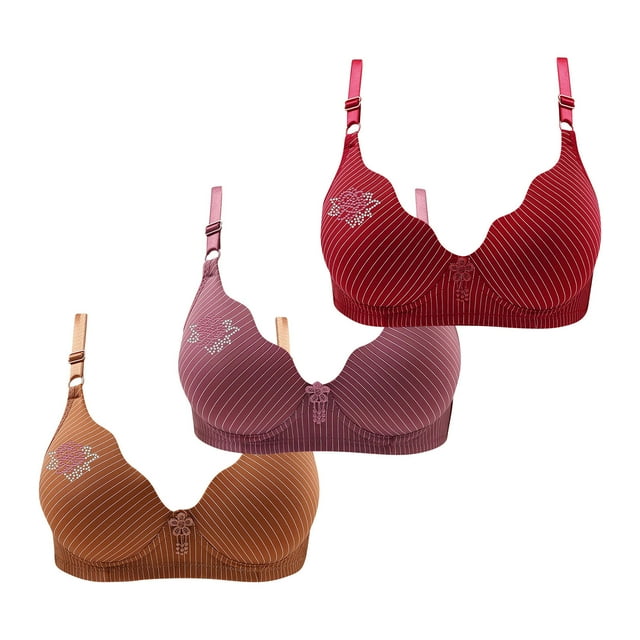 3Pack Women's Seamless Bras No Steel Ring Push Up Bras Soft Comfortable ...