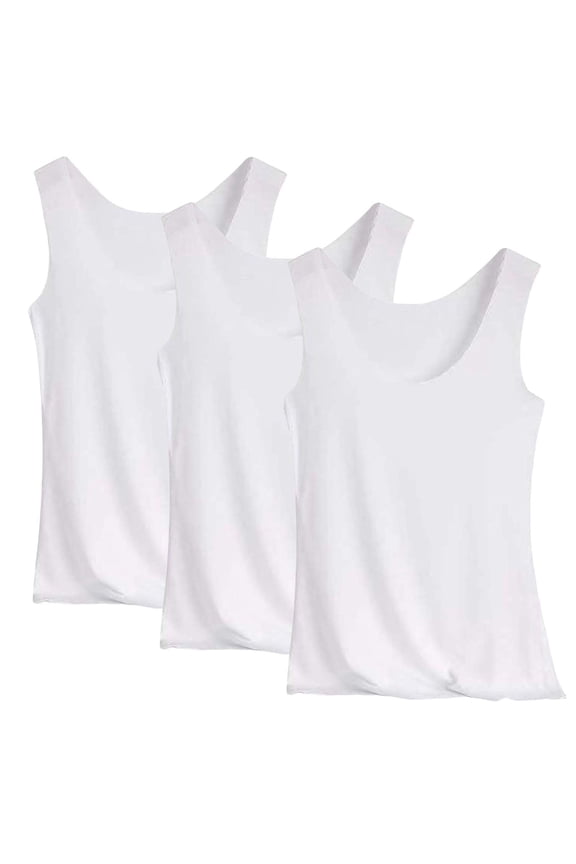 3Pack Women's Sleeveless Undershirt Stretch Crewneck Tank Tops Layering Tops Pajama Tops
