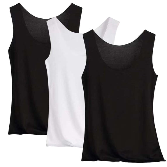 Yijfswar 3Pack Women's Sleeveless Undershirt Stretch Crewneck Tank Tops Layering Tops Pajama Tops