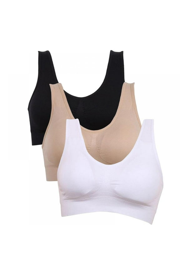 3Pack Women's Workout Sports Bra with Removable Pads Comfortable Activity Plus Size Sports Bras M-6XL
