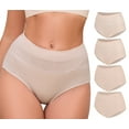 thumbnail image 1 of GAI YI Women's High Waisted Briefs Tummy Control Cotton Underwear Ladies Lace Panties 4Pack 4Skin L, 1 of 6