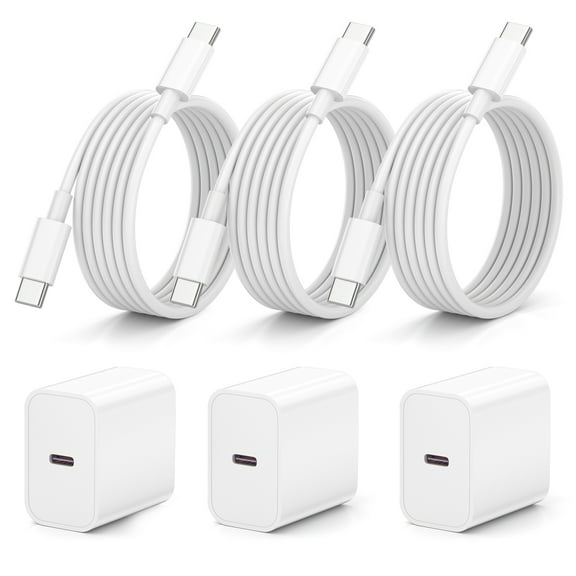3Pack iPhone17 16 15 Charger Type C Fast Charging, 20W PD USB C Charger Block with 6FT USB C Cable Cord for iPhone/iPad/Samsung Series,Android Phone and More