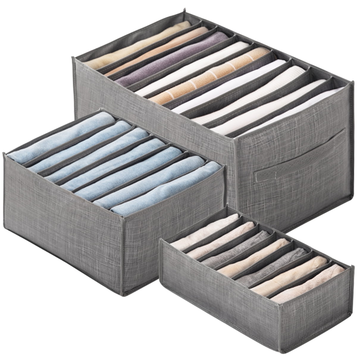 3Packs Drawer Organizer for Clothes Storage Bin for Jeans Wardrobe
