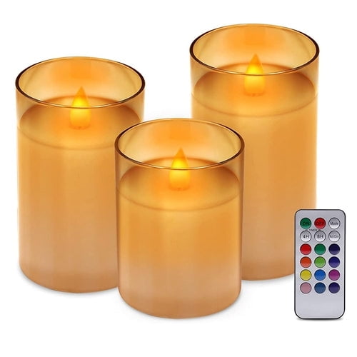 3Packs Flameless Candles Battery Operated Pillar Real Wax LED