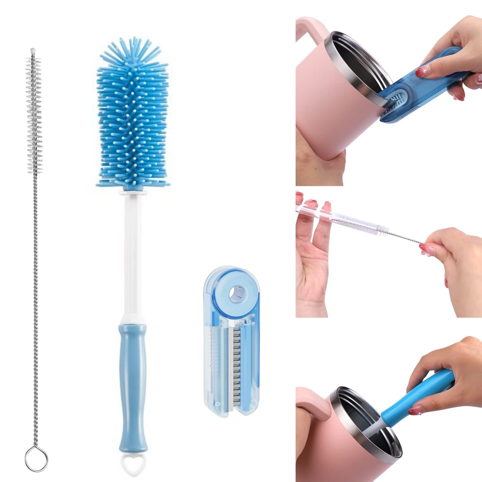 Zyler - 3Packs Water Bottle Cleaner Brush Kit-Cleaning Set For Sports Water Bottle
