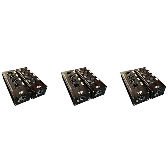 3Pair 4-Channel 3-Pin XLR Audio and Over Network Cable Extender, DMX512 Network Signal Extender 1 Male+1 Female,Black