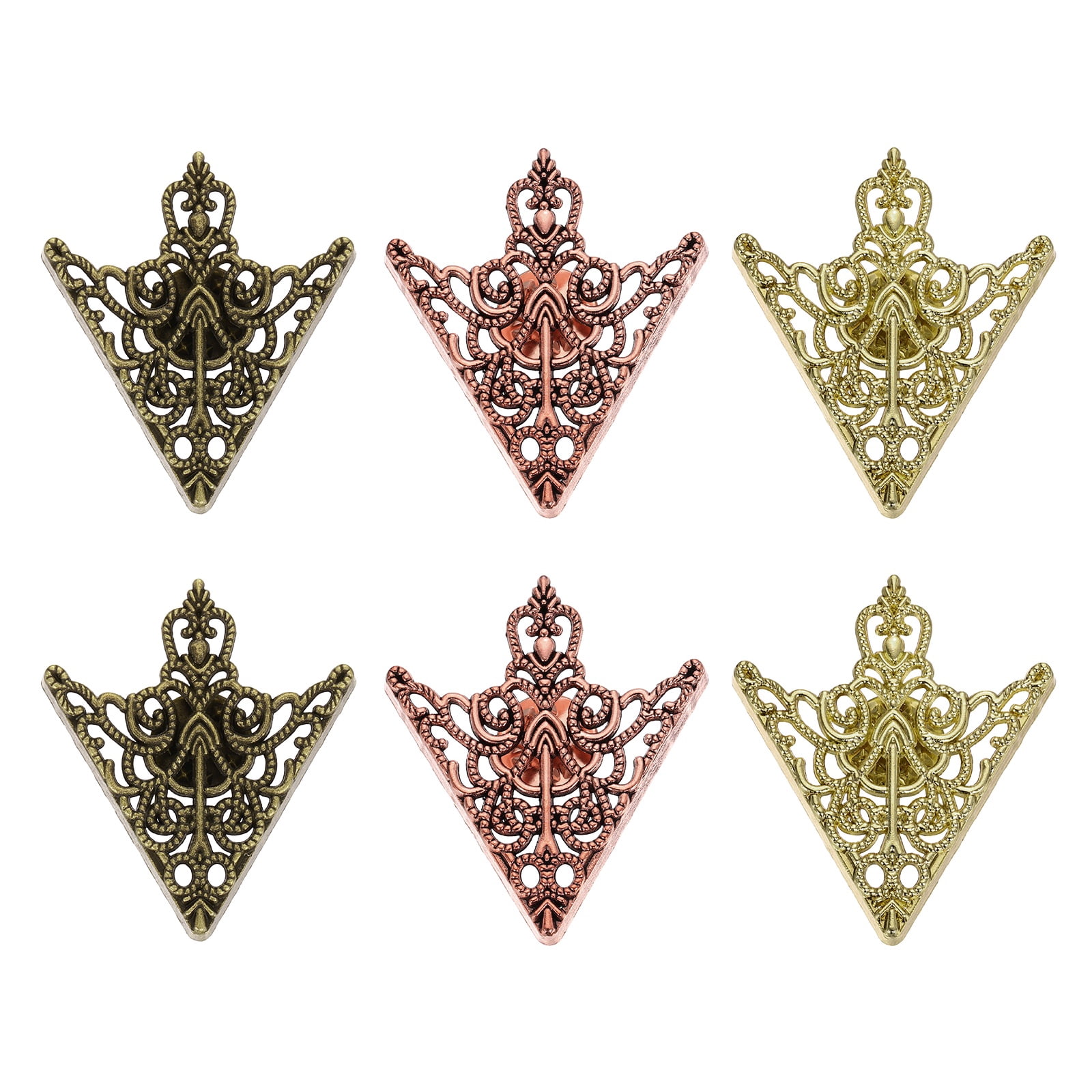Triangular Collars 3Pair Hollow Triangle Collar Pins for Men, Retro Floral Shirt Collar ...