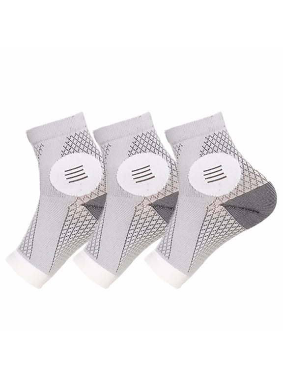 3Pair Neuropathy Socks Toeless Compression Socks Breathable Comfortable Ankle Socks Relief Athletic Socks For Arch & Heel,Unisex/Gray/M