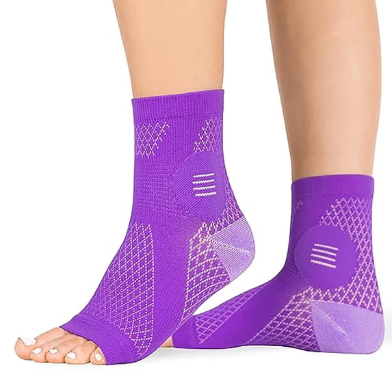 3Pair Neuropathy Socks - Sports Foot Protection Socks for Men and Women and Adult/Purple/L