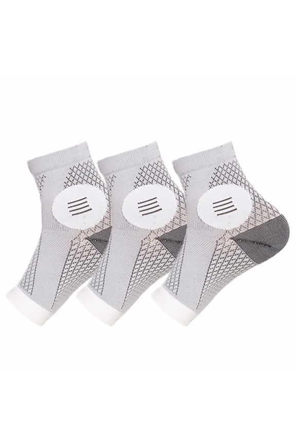 3Pair Neuropathy Socks Toeless Compression Socks Breathable Comfortable Ankle Socks Relief Athletic Socks For Arch & Heel,Unisex/White/L