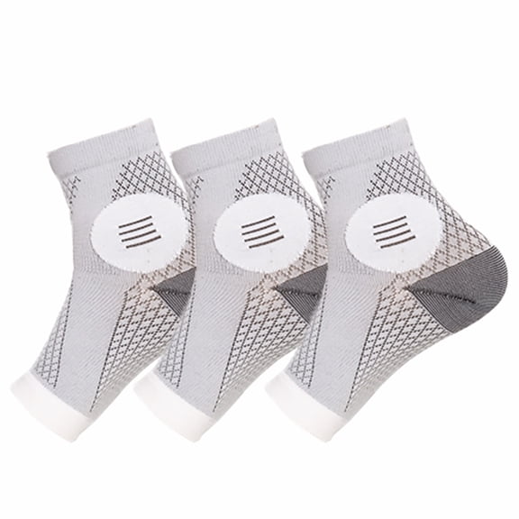 3Pair Neuropathy Socks Toeless Compression Socks Breathable Comfortable Ankle Socks Relief Athletic Socks For Arch & Heel,Unisex/White/M