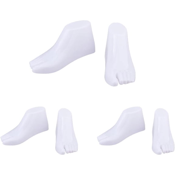 3Pair PVC Plastic Sandal Shoes Support Retail Shop Shoe Display Stand Forms Inserts Foot Shape White 77x179x52mm