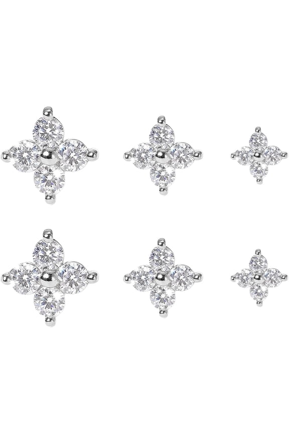 3Pair Silver Studs Earrings Women Earrings Hypoallergenic Silver Earrings Earrings Helix Piercing Piercings for Tiny Cubic Zirconia Stud Set Small Stacking Flat Back Jewellery for Multiple[d647]