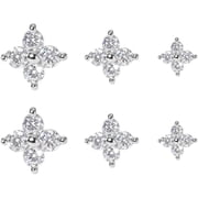 3Pair Silver Studs Earrings Women Earrings Hypoallergenic Silver Earrings Earrings Helix Piercing Piercings for Tiny Cubic Zirconia Stud Set Small Stacking Flat Back Jewellery for Multiple[d647]