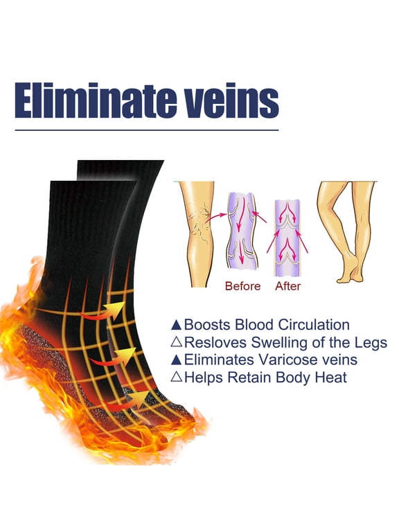 3Pairs - 35 Degree Aluminum Fiber Thermal Compression Socks Alleviate Venous, Spontaneous Thermal, Thermostatic Comfort, Warm Feet, Cold Prevention