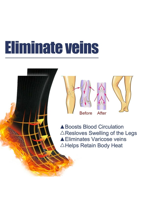 3Pairs - 35 Degree Aluminum Fiber Thermal Compression Socks Alleviate Venous, Spontaneous Thermal, Thermostatic Comfort, Warm Feet, Cold Prevention