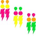 3Pairs 80s Neon Earrings for Women Colorful Lightning Acrylic Drop