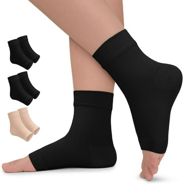 3Pairs Ankle Compression Sleeve - 20-30mmhg Open Toe Compression Socks for Swelling, Plantar Fasciitis, Sprain, Neuropathy - Brace for Women and Men