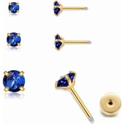 3Pairs CZ Stud Flat Screw Back Earrings for Women Multiple Piercing,Dainty Flatback Cubic Zirconia Cartilage Earring Stud,Helix Tragus Conch Piercing Jewelry