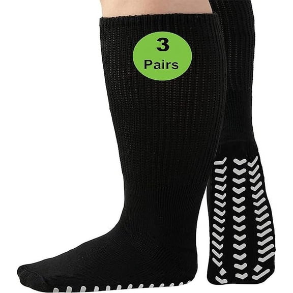3Pairs Extra Wide Socks for Swollen Feet,Bariatric Socks, Non Slip Cast Sock Diabetic Edema Hospital Oversized Anti-Slip
