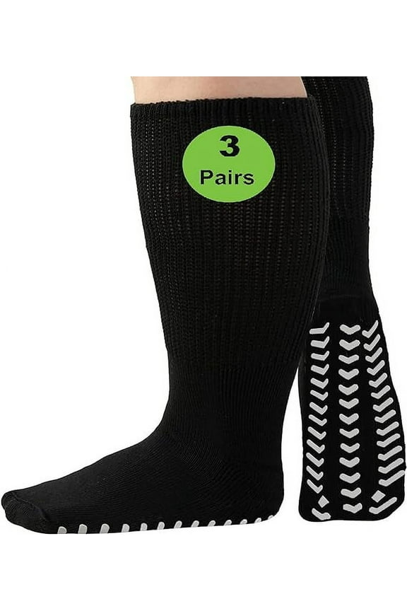 3Pairs Extra Wide Socks for Swollen Feet,Bariatric Socks, Non Slip Cast Sock Diabetic Edema Hospital Oversized Anti-Slip