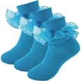 thumbnail image 1 of 3Pairs Girls Ruffle Socks Toddler Double Lace Sock Turn Cuff Frilly Dress Socks Pageant with Ruffles Little Baby Girl Kids, 1 of 7