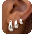 thumbnail image 1 of 3Pairs Gold Hoop Earrings Set for Women Chunky Gold Silver Earring 14K Gold Filled Hypoallergenic Small Huggie Hoops Lightweight Tiny Thick Trendy Hoop Earrings Stacks for Multiple Piercing, 1 of 12