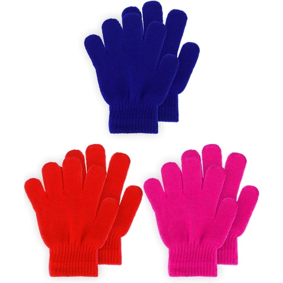 3Pairs Kids Gloves Full Fingers Knitted Gloves Warm Mitten Winter Favor for Little Boys and Girls