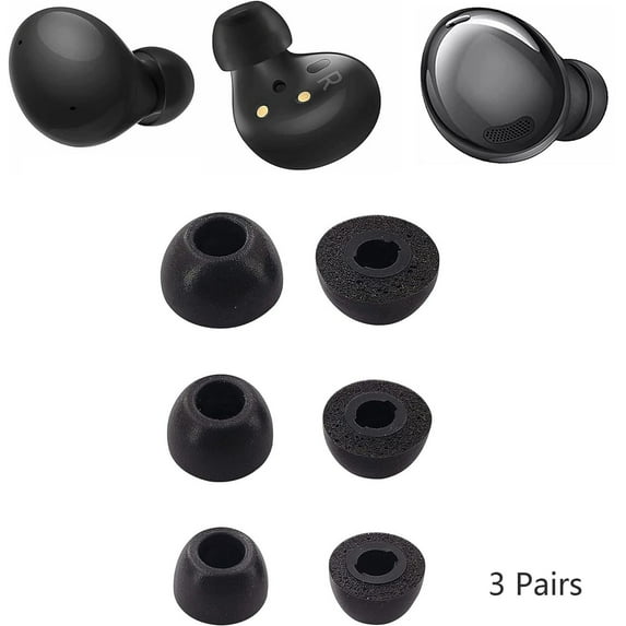 3Pairs Memory Foam Earbud Tips, Super Comfort & Anti-Slip Replacement Ear Tips with Fit in the Charging Case, Reduces Ambient Noise for High-Intensity Listening, Black