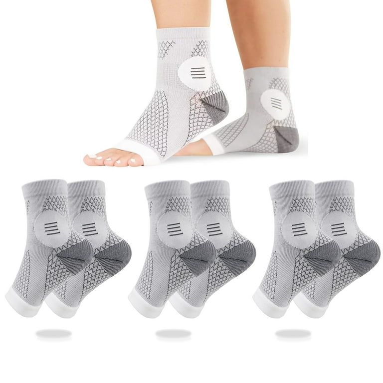 3Pairs Neuropathy Socks for Women & Men 20-30 mmHg - Comprex Ankle Sleeves  for Arch Support, Achilles Tendonitis, Foot Pain Relief 
