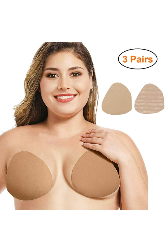 3Pairs Pasties Nipple Covers, Breast Lift Tape, Cotton Strapless Support Invisible Medical Grade Adhesive with Low Allergy and No Latex Disposable Breast Lift Tape for A-E Cup, Complexion